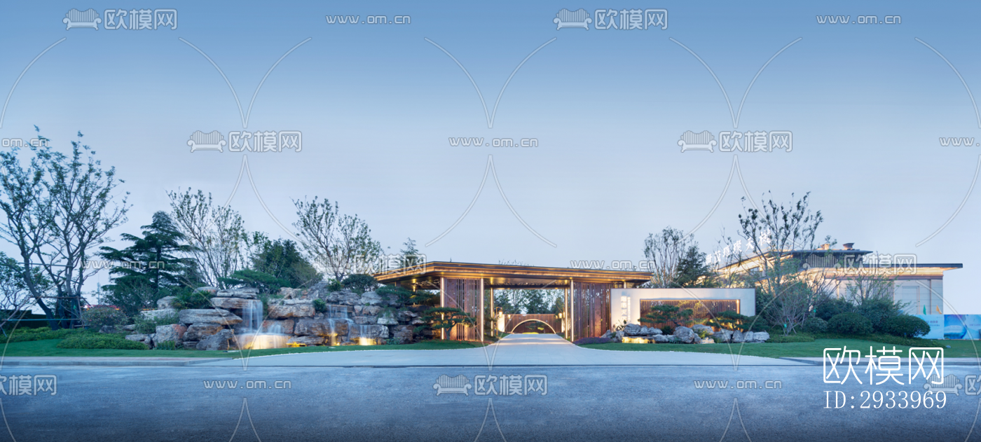 新中式别墅效果图下载（渲染图1）