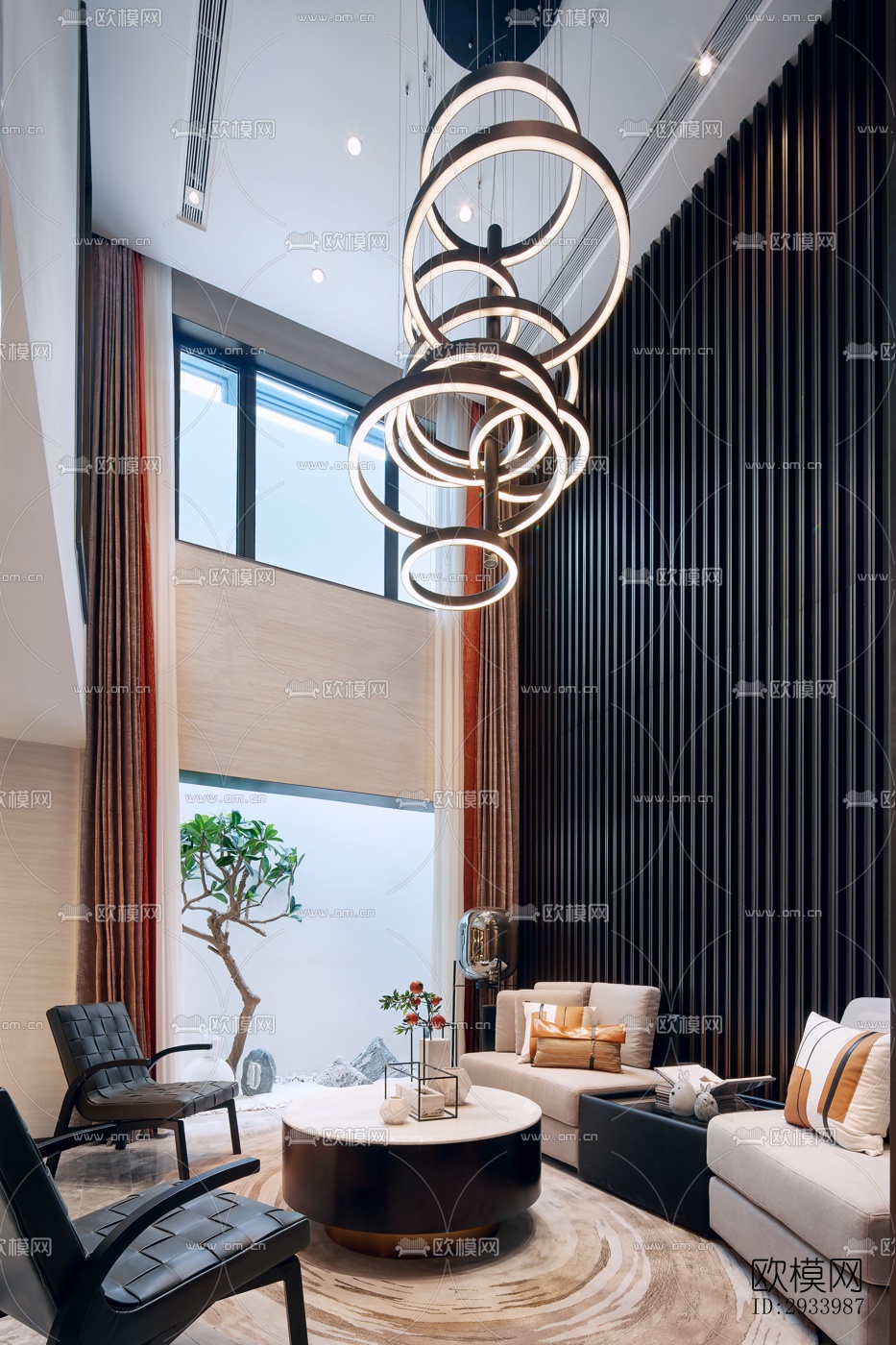 新中式别墅效果图下载（渲染图1）