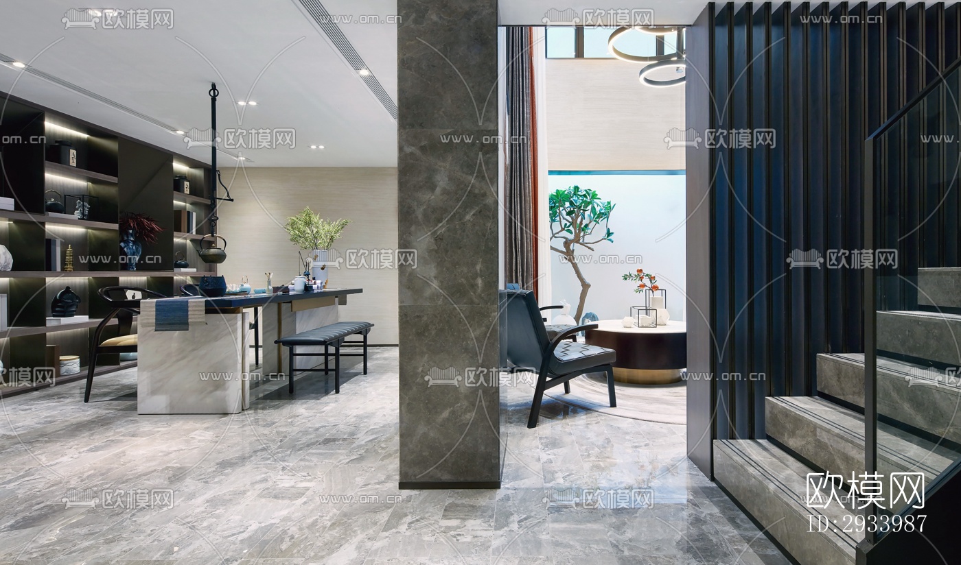 新中式别墅效果图下载（渲染图6）