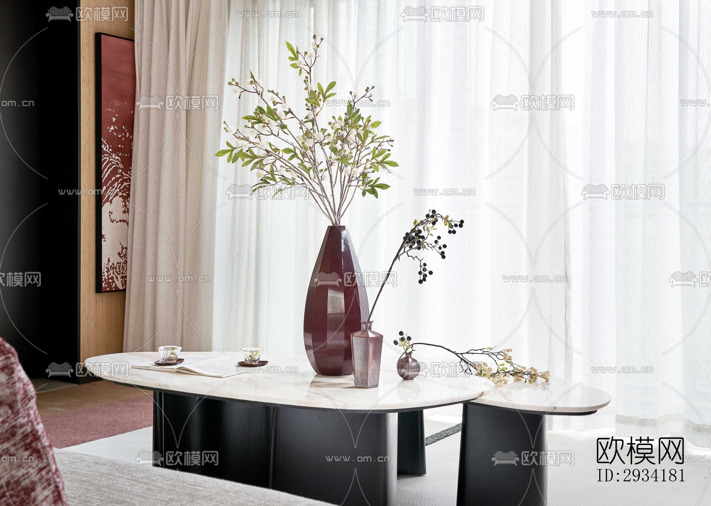 新中式复式效果图下载（渲染图6）