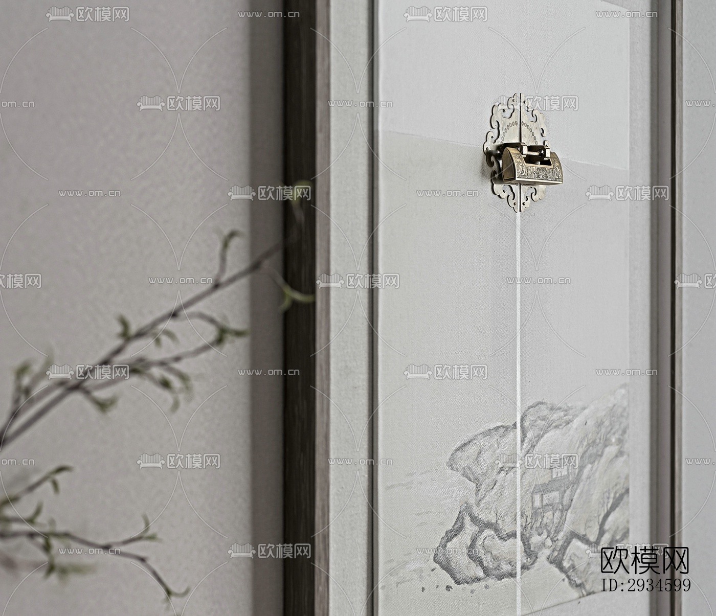 新中式平层效果图下载（渲染图12）