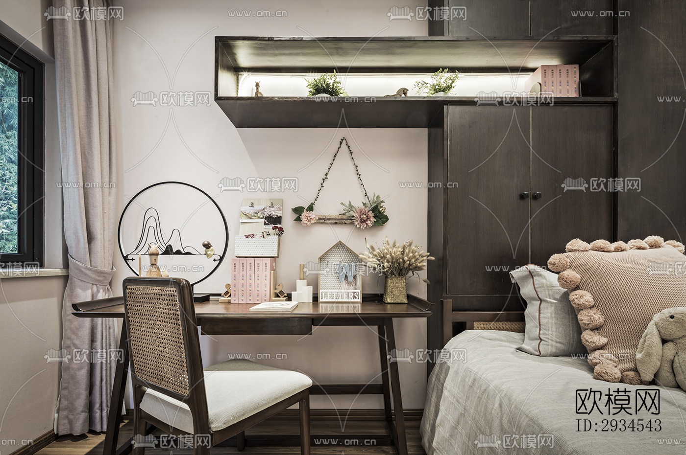 新中式平层效果图下载（渲染图3）