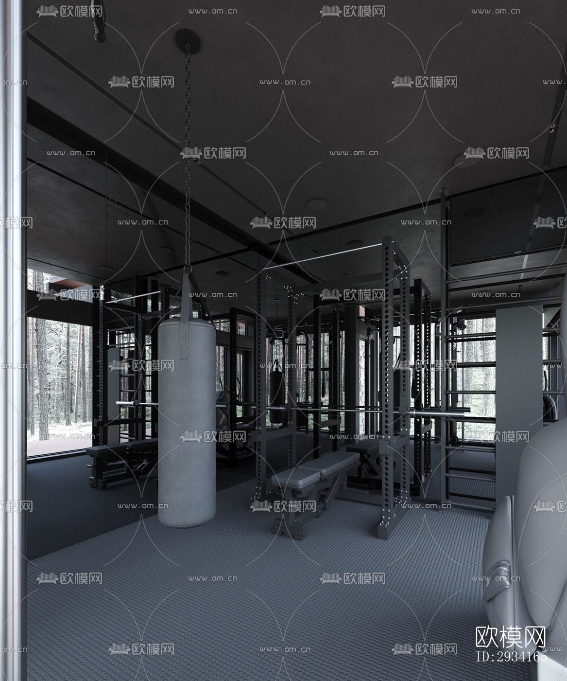 高级灰别墅效果图下载（渲染图11）