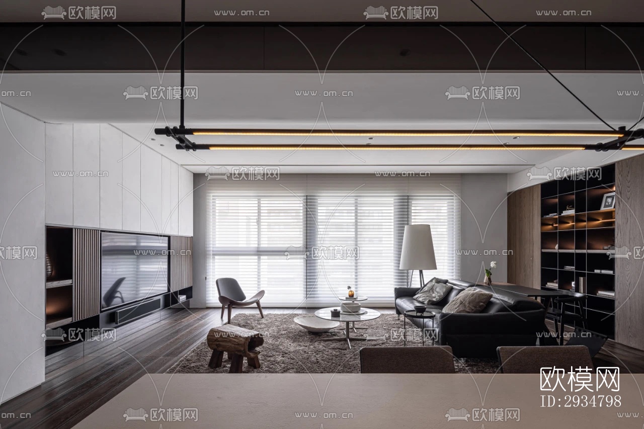 现代平层效果图下载（渲染图10）