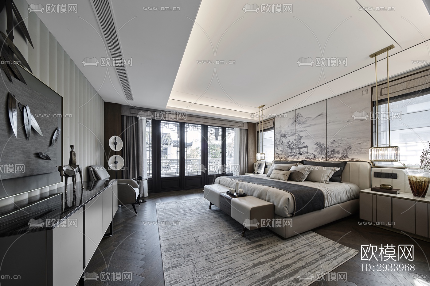 新中式别墅效果图下载（渲染图6）