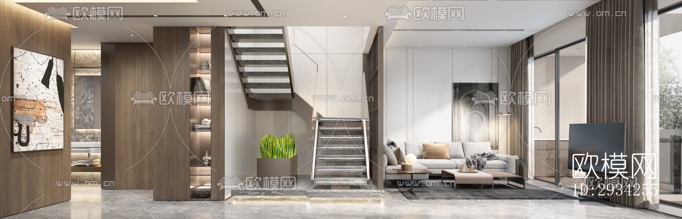 现代复式效果图下载（渲染图3）