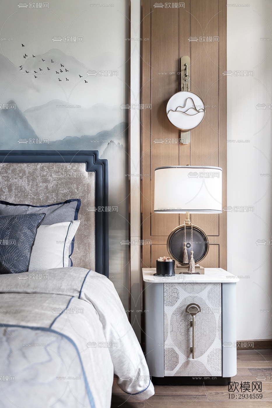 新中式平层效果图下载（渲染图4）