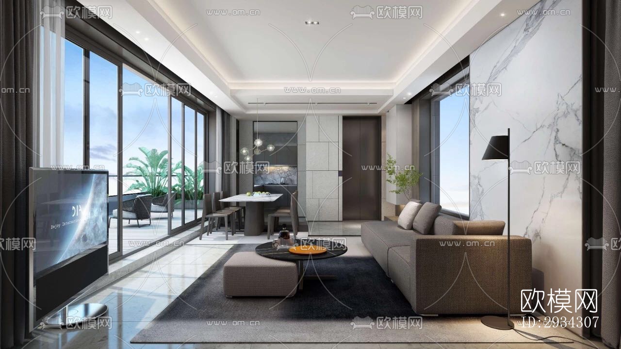 现代复式效果图下载（渲染图16）