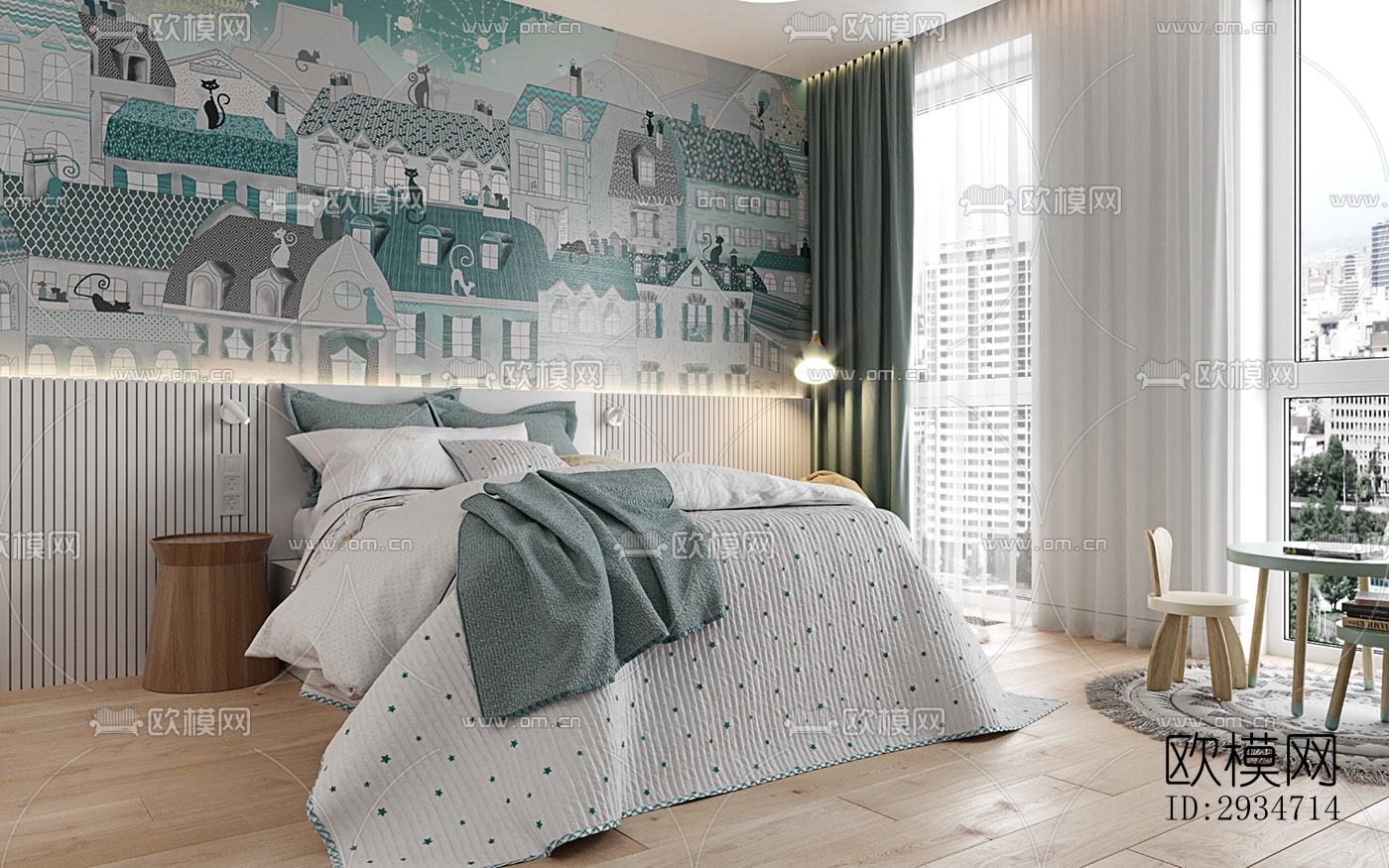 现代平层效果图下载（渲染图20）