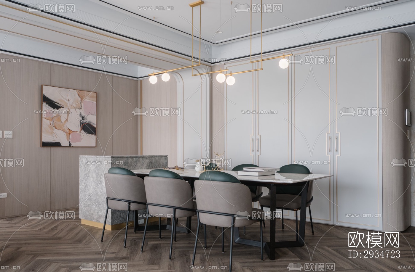 现代平层效果图下载（渲染图1）