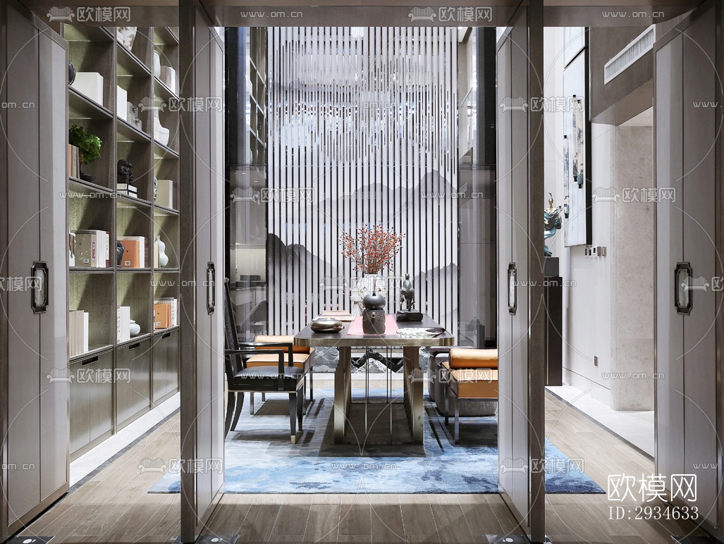 新中式平层效果图下载（渲染图15）