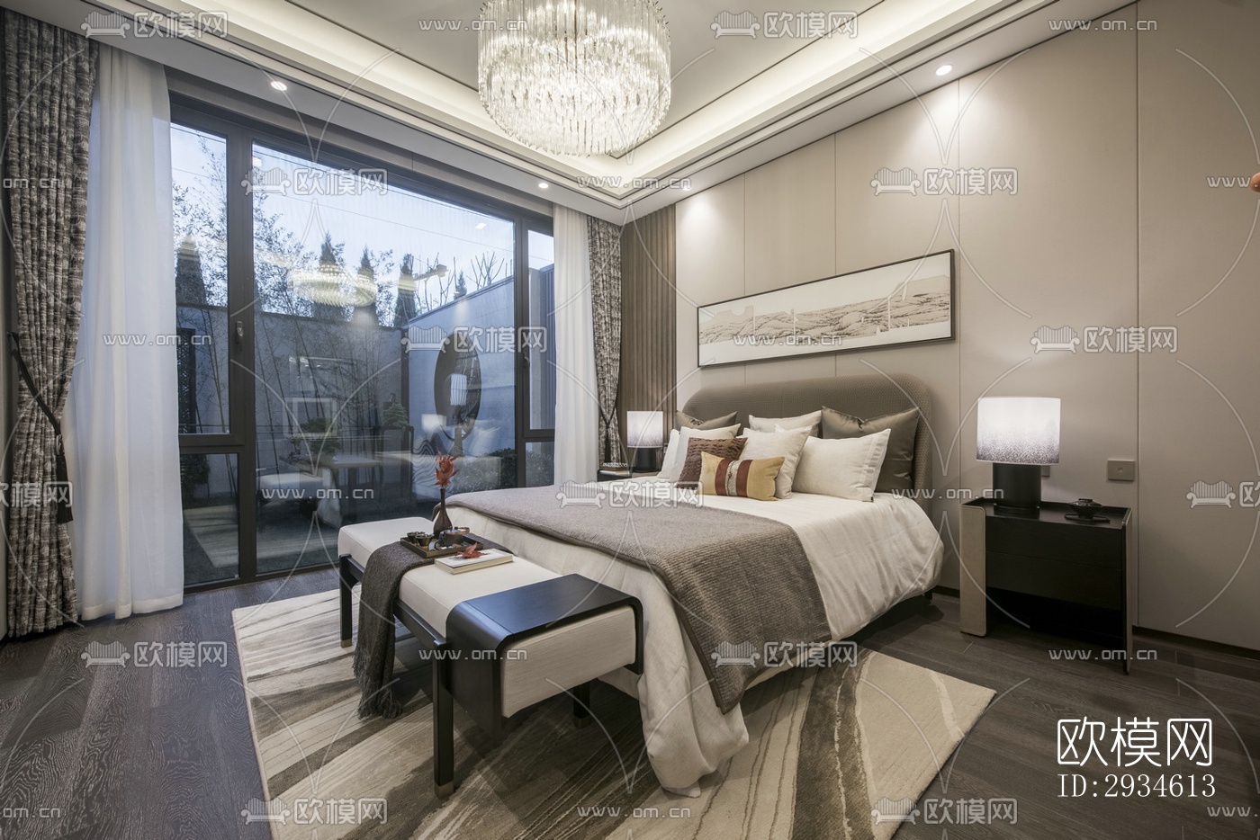 新中式平层效果图下载（渲染图8）