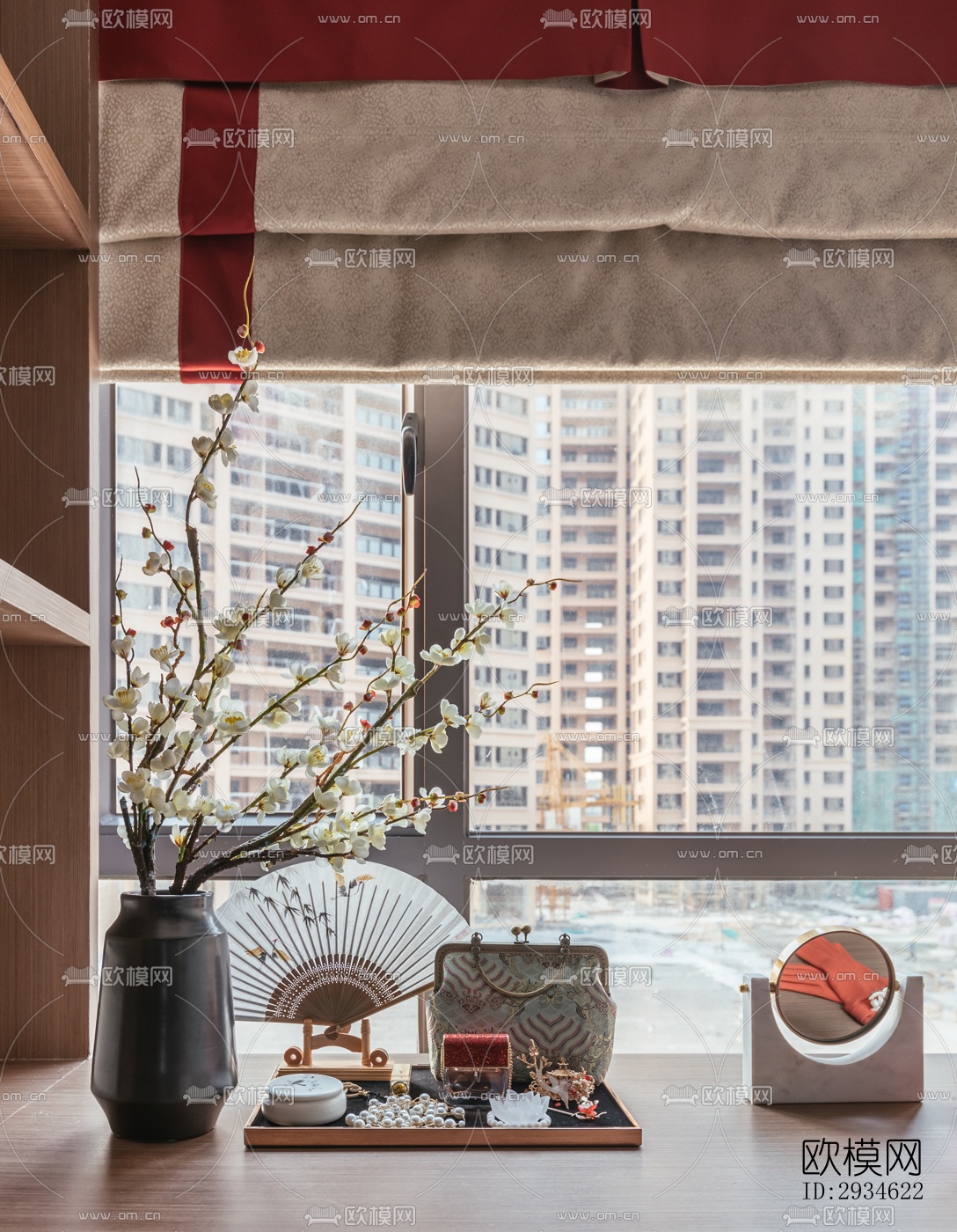 新中式平层效果图下载（渲染图4）