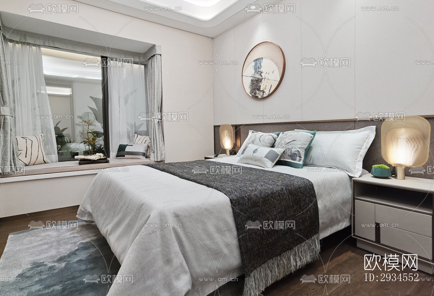 新中式平层效果图下载（渲染图5）