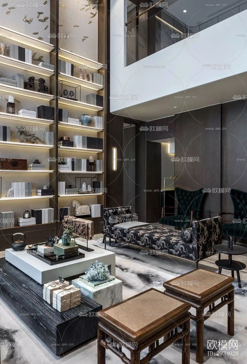 新中式别墅效果图下载（渲染图12）