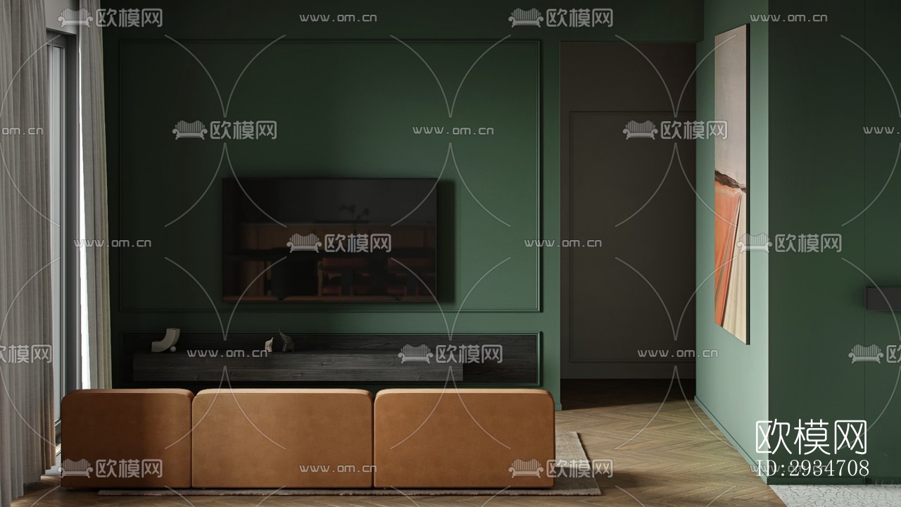 现代平层效果图下载（渲染图12）