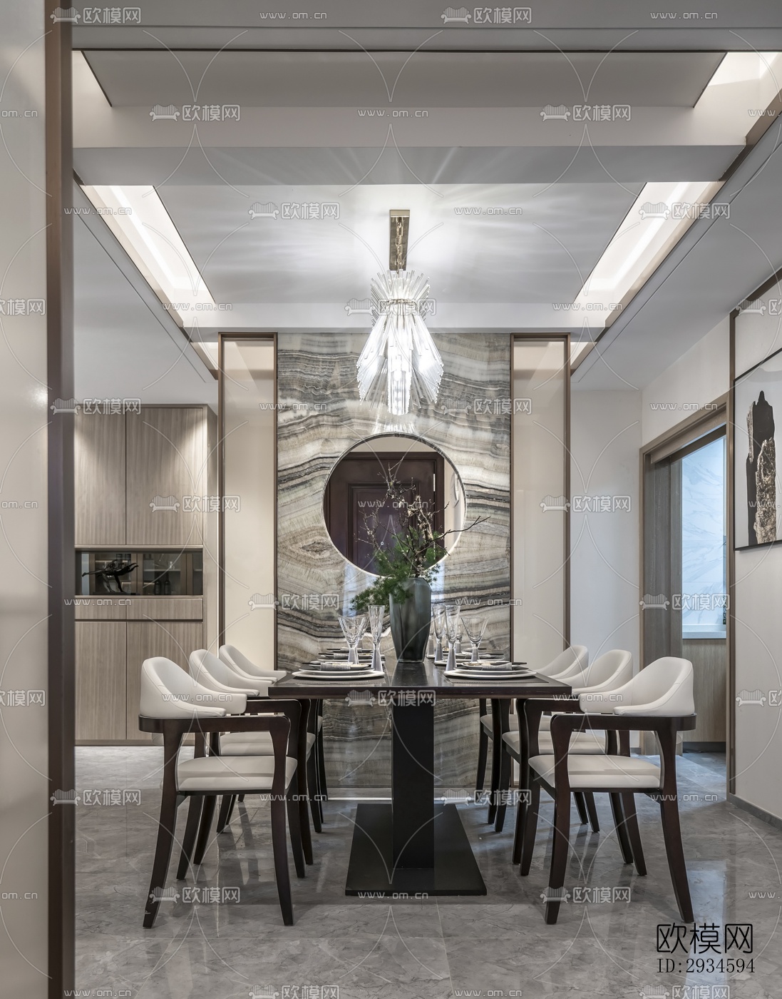 新中式平层效果图下载（渲染图1）