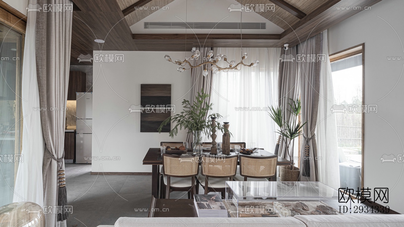 中式平层效果图下载（渲染图12）