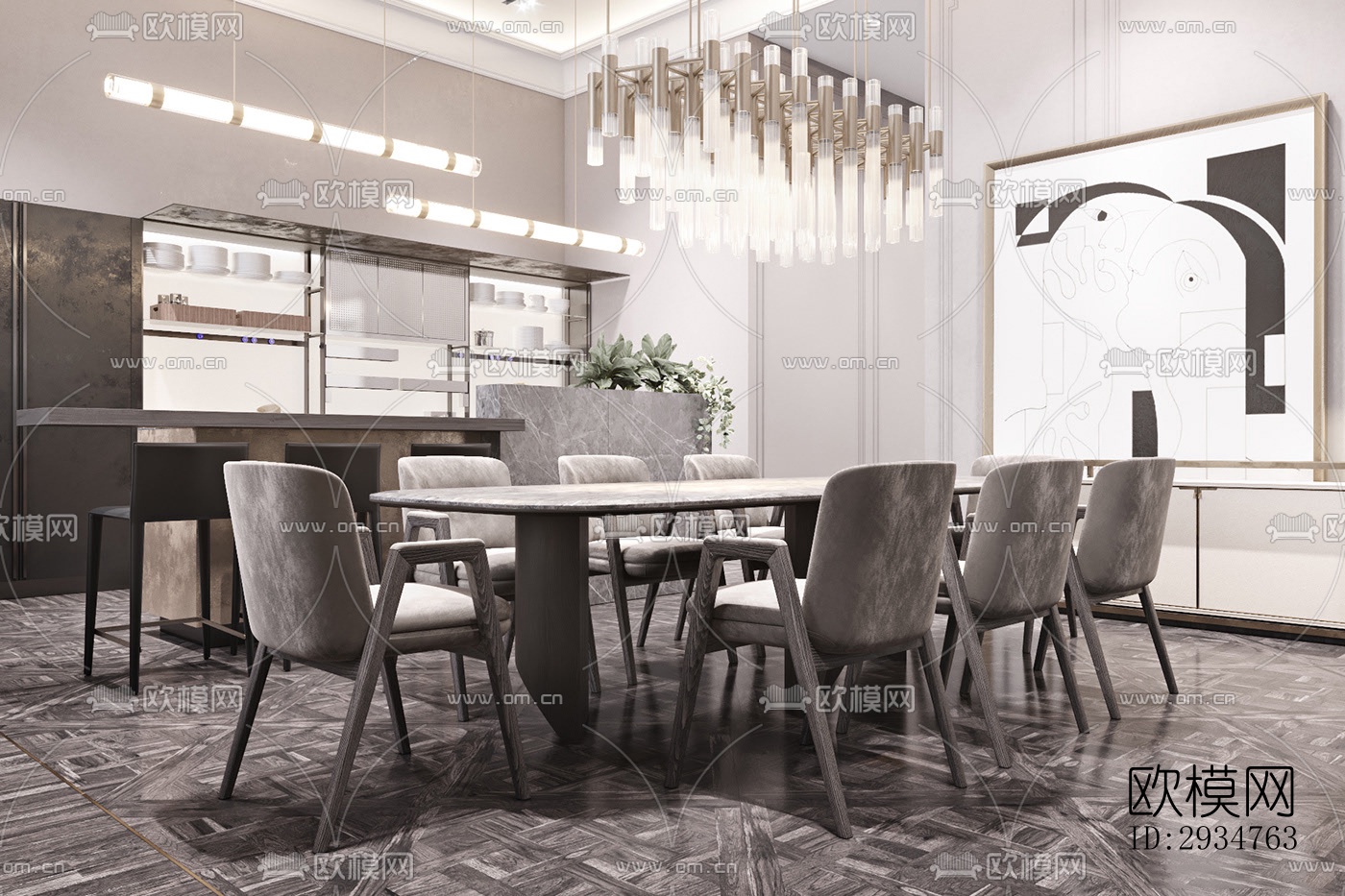 现代平层效果图下载（渲染图7）