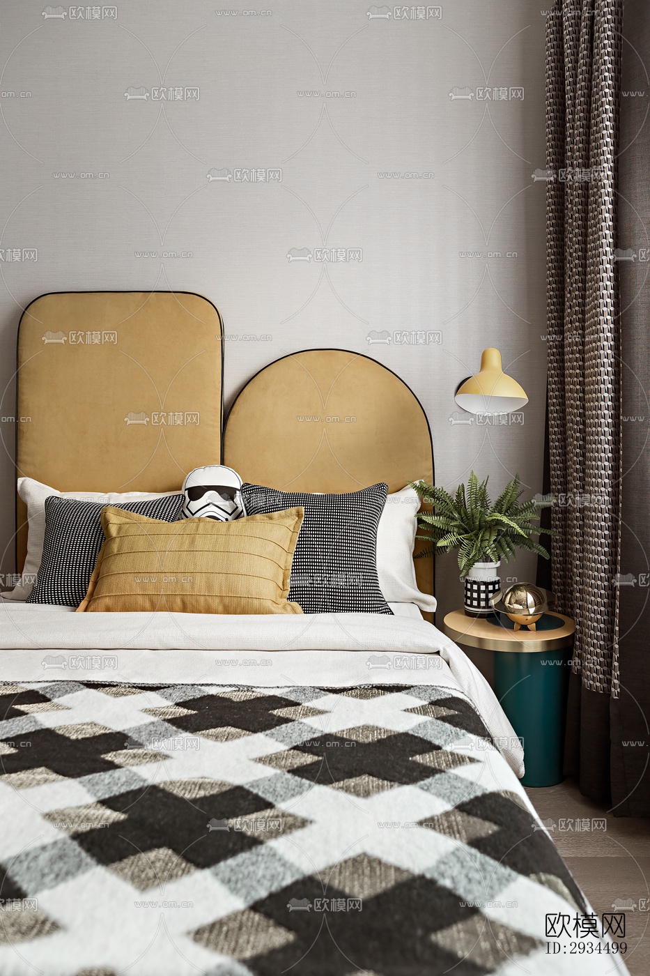 新中式平层效果图下载（渲染图10）