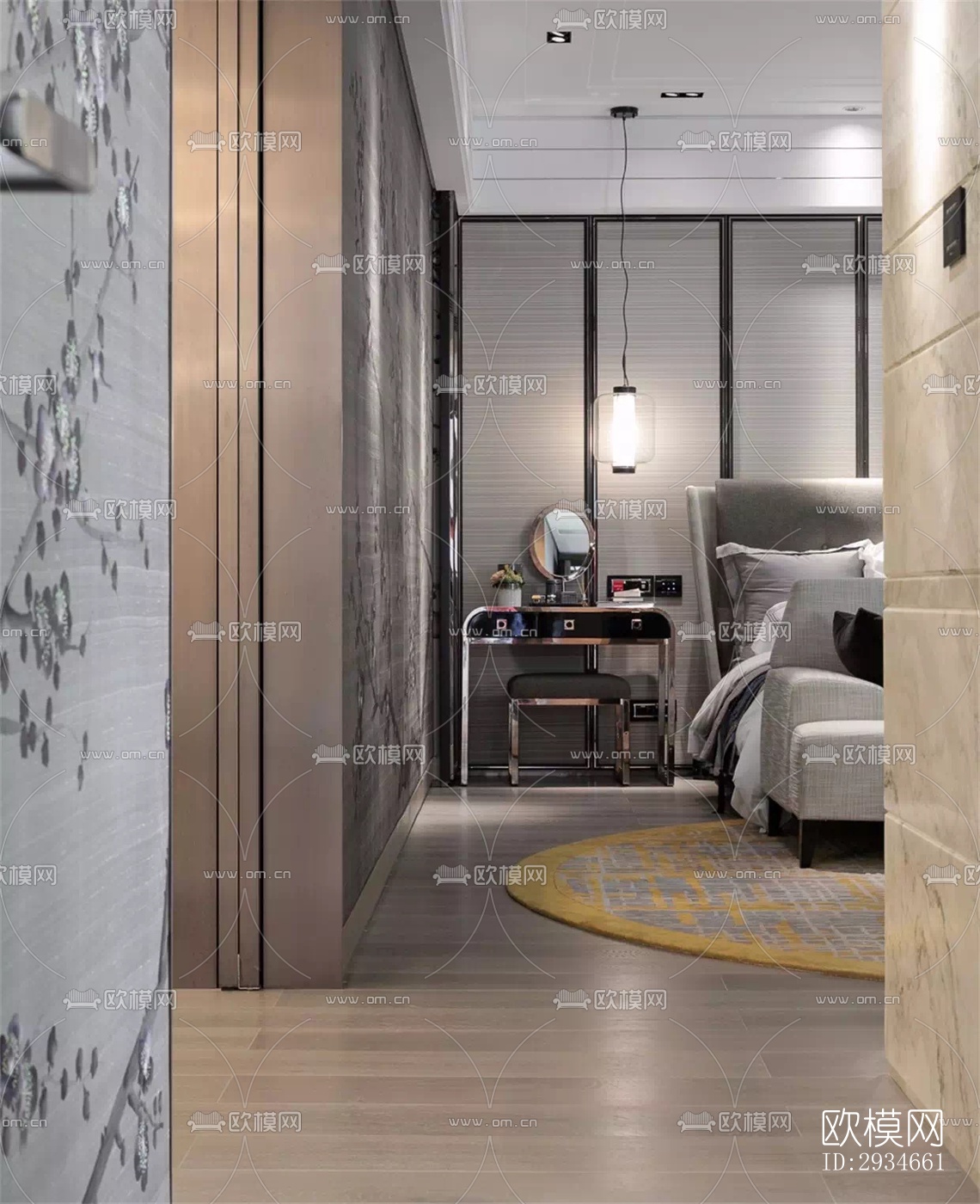 新中式平层效果图下载（渲染图16）