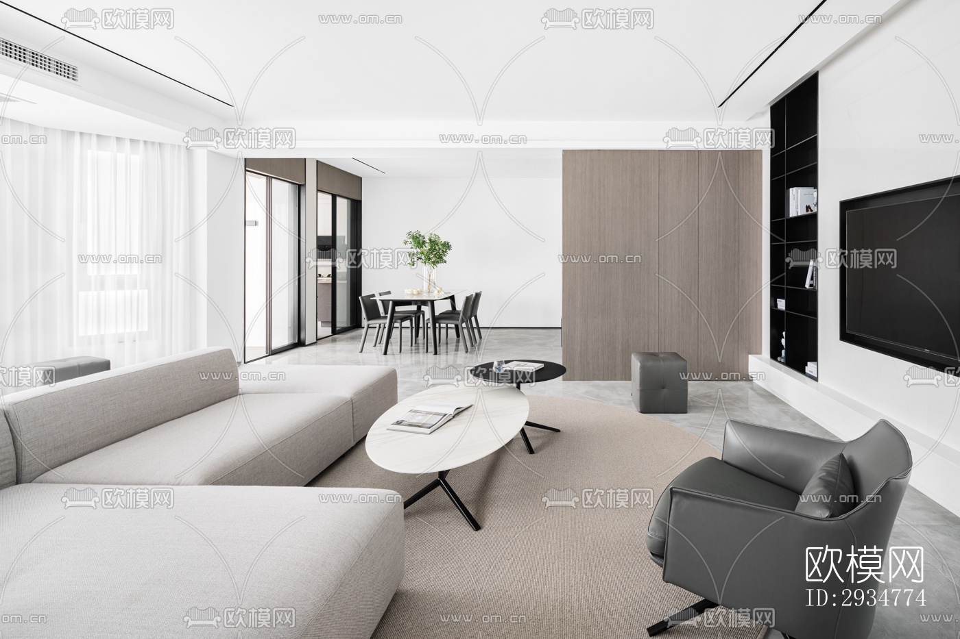 现代平层效果图下载（渲染图14）