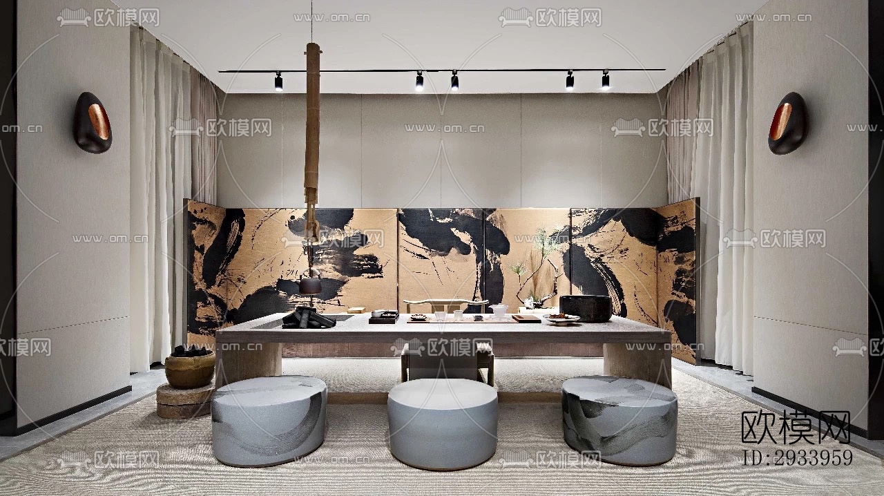 新中式别墅效果图下载（渲染图20）