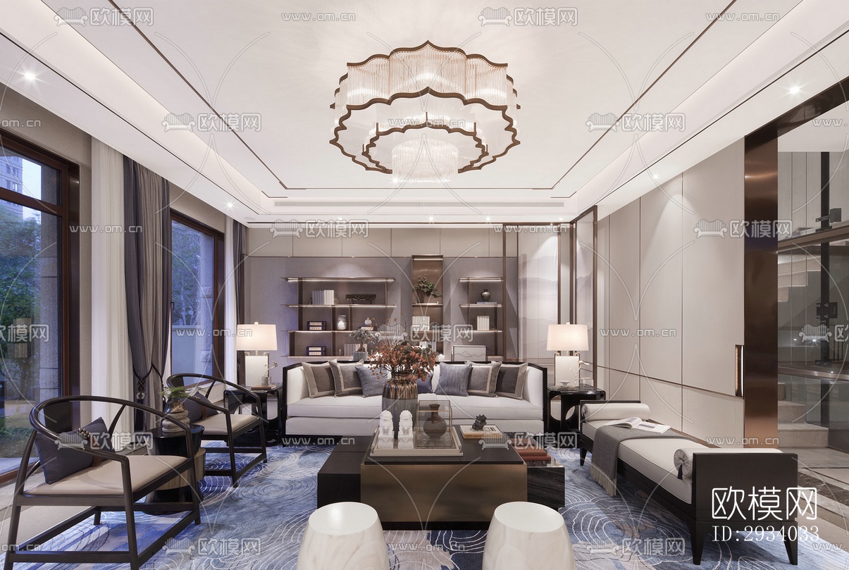 新中式别墅效果图下载（渲染图15）