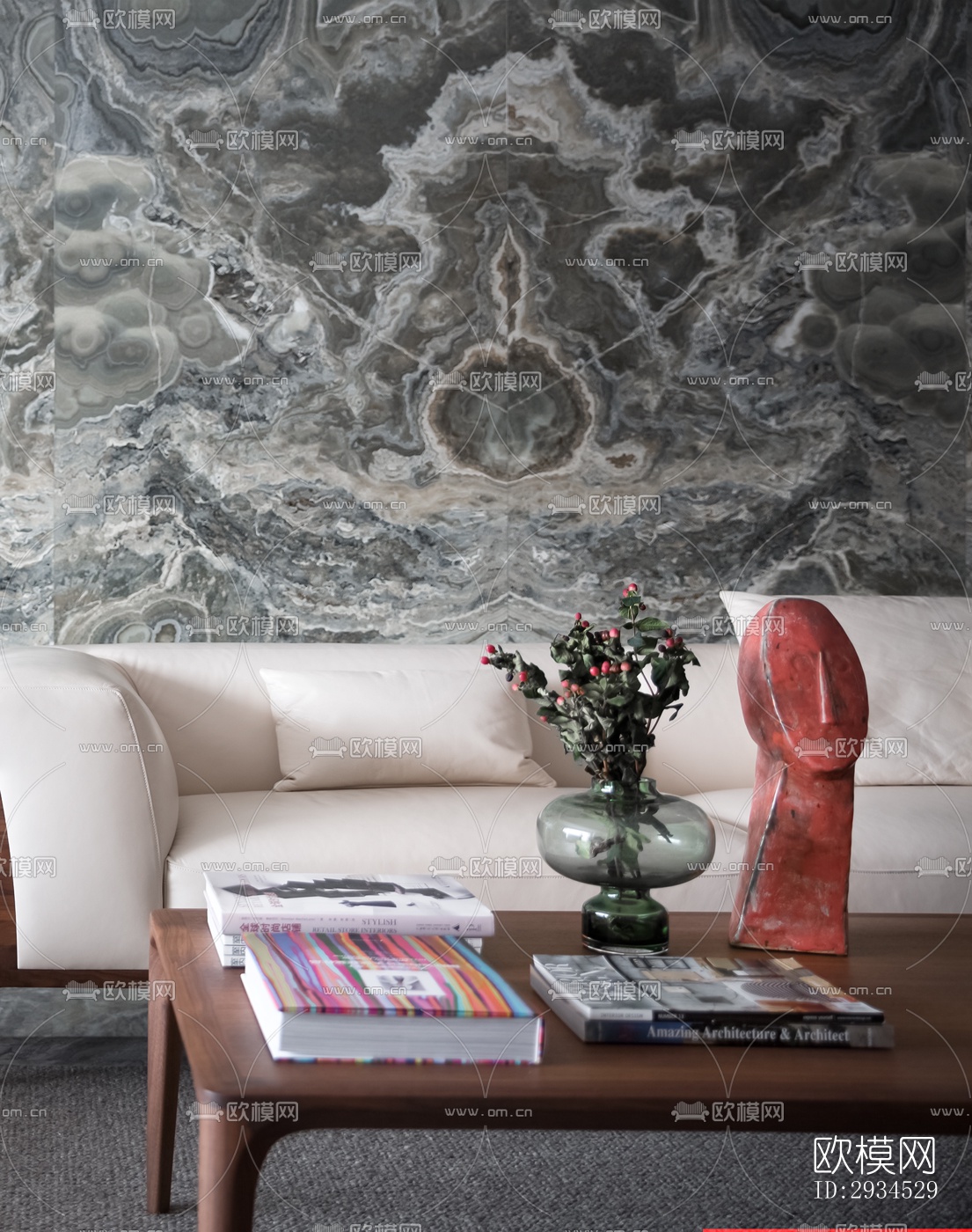 新中式平层效果图下载（渲染图2）