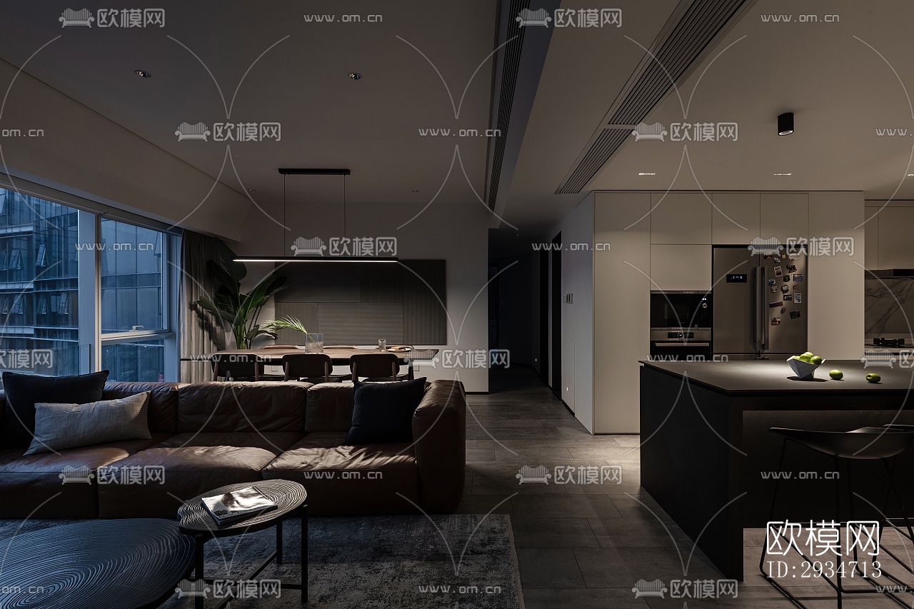 现代平层效果图下载（渲染图2）