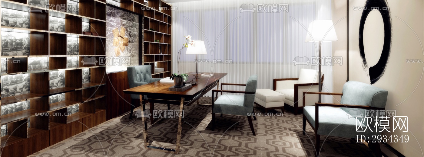 中式平层效果图下载（渲染图6）