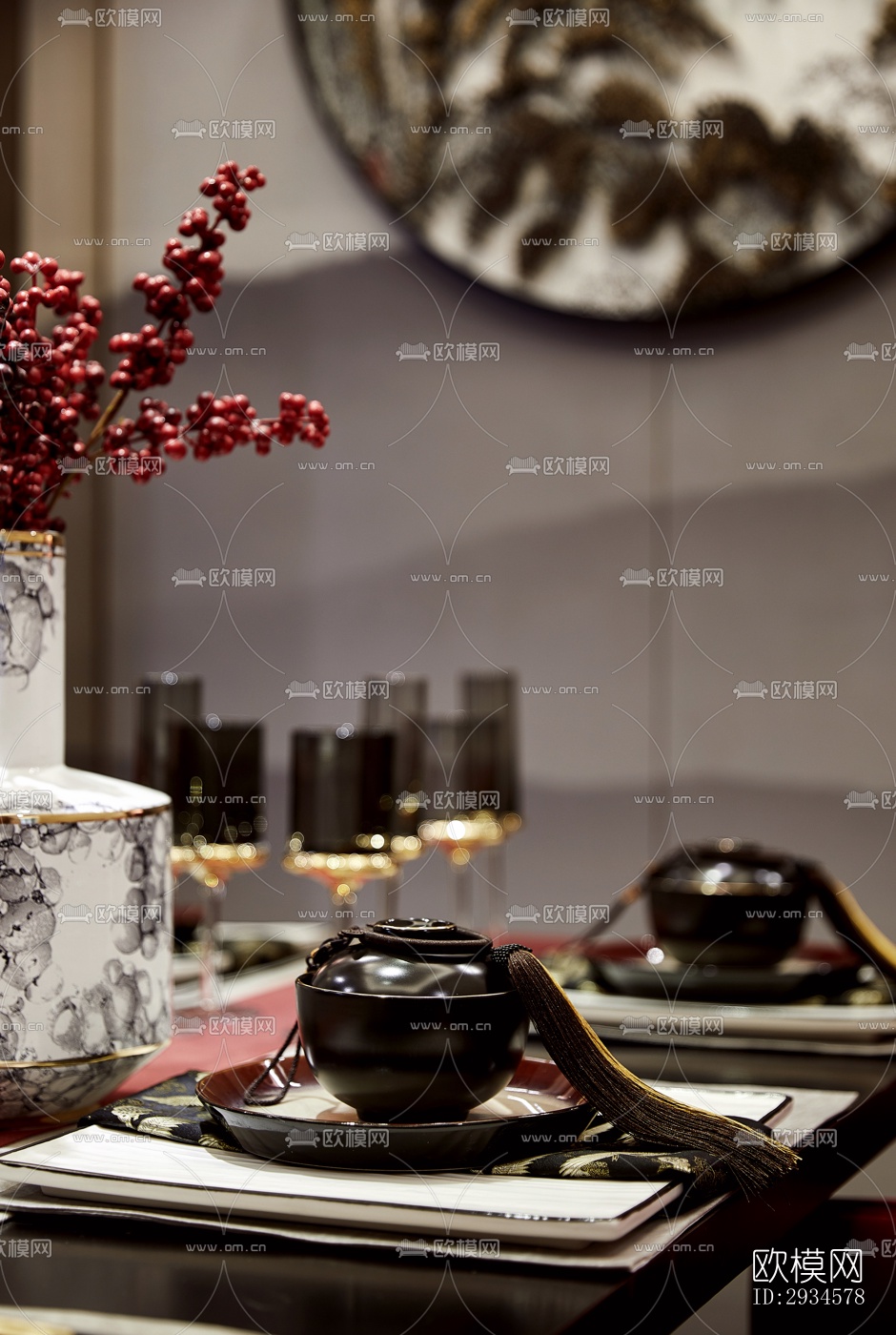 新中式平层效果图下载（渲染图16）