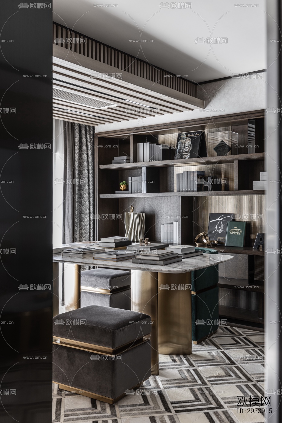 新中式别墅效果图下载（渲染图6）