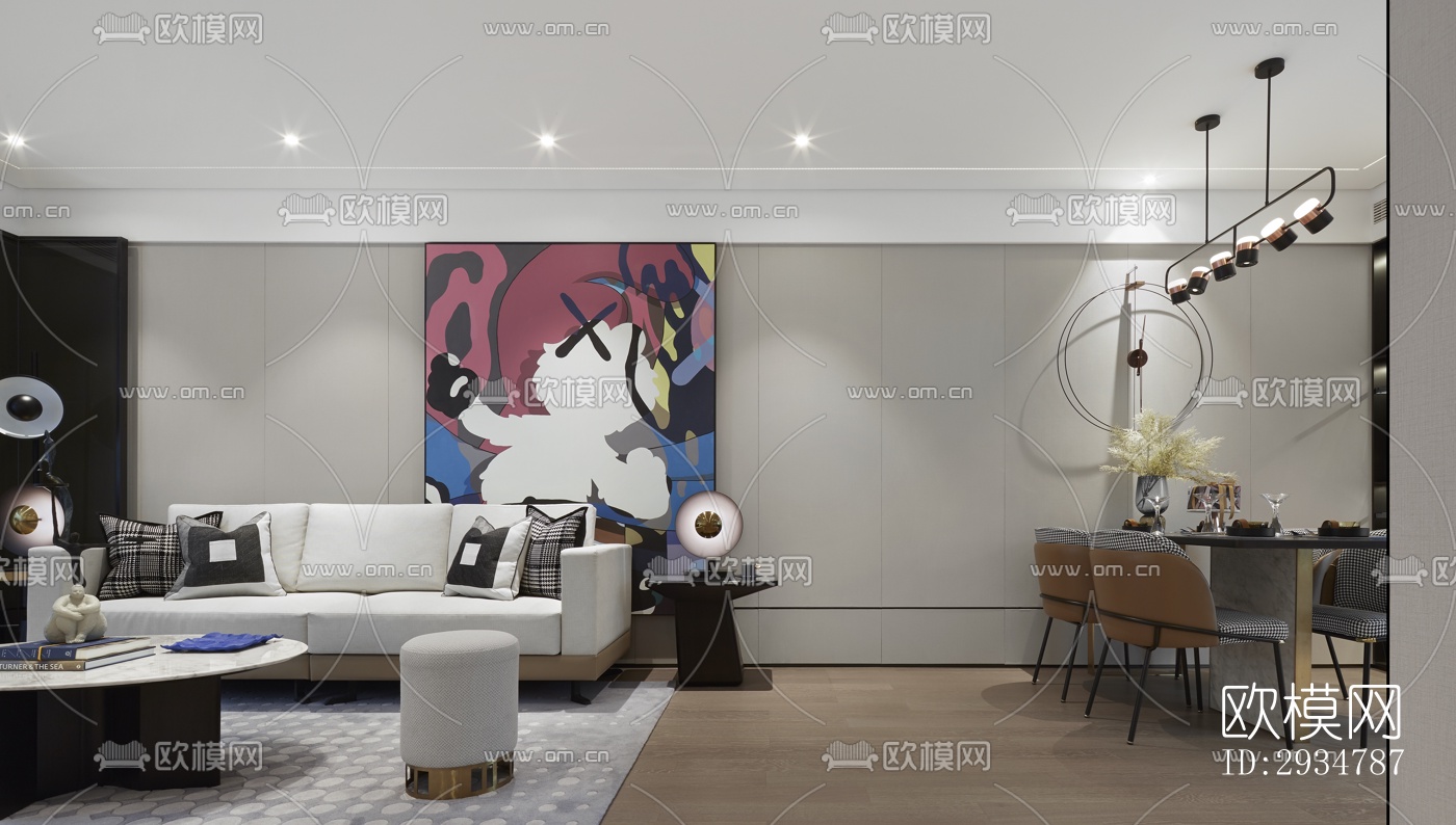 现代平层效果图下载（渲染图14）