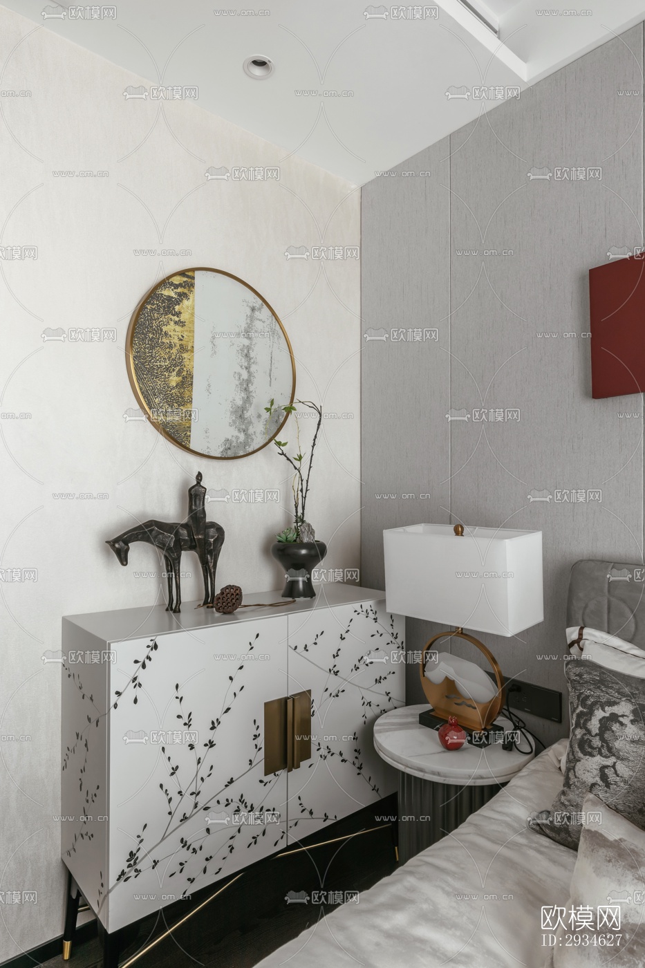 新中式平层效果图下载（渲染图3）