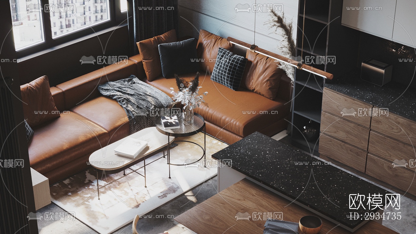 现代平层效果图下载（渲染图15）