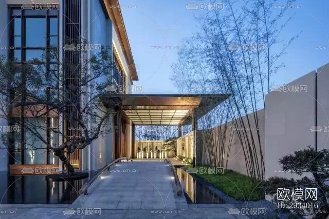 新中式别墅效果图下载（渲染图14）