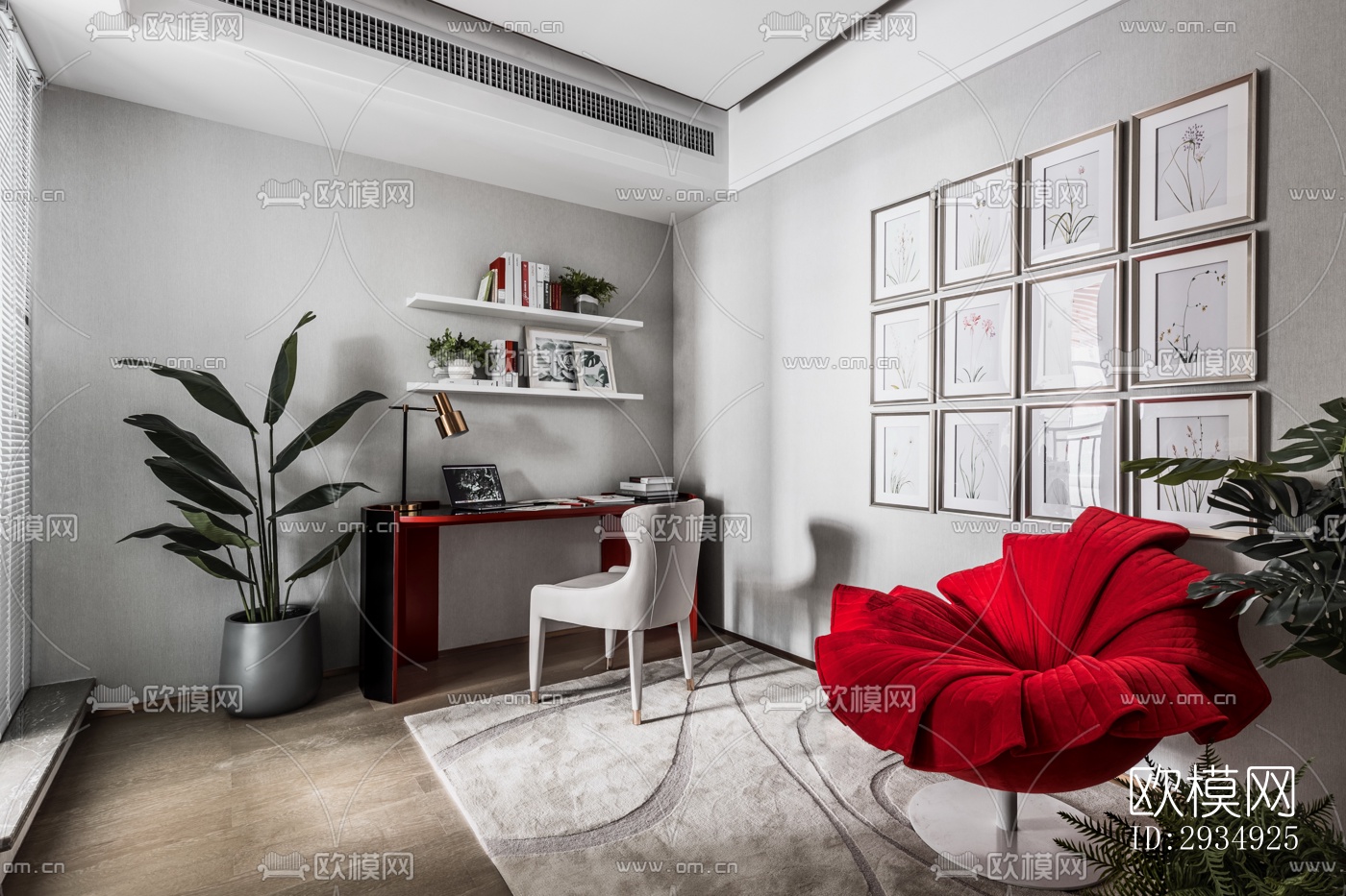 现代平层效果图下载（渲染图19）