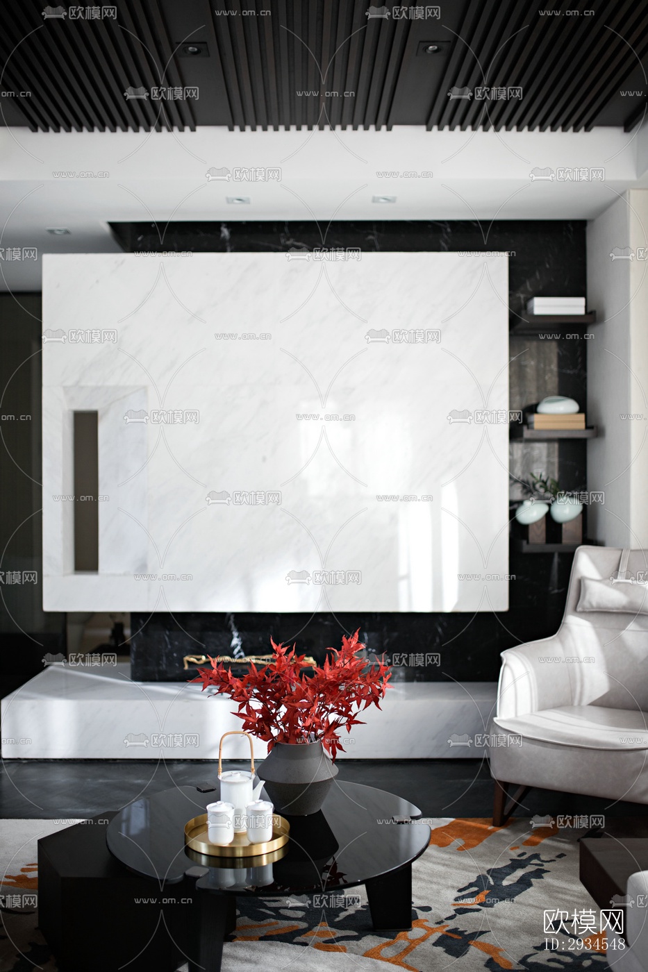 新中式平层效果图下载（渲染图6）