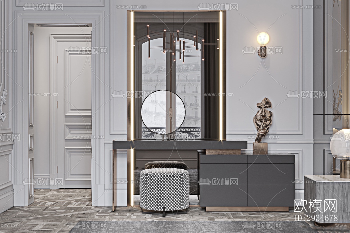 欧式平层效果图下载（渲染图10）