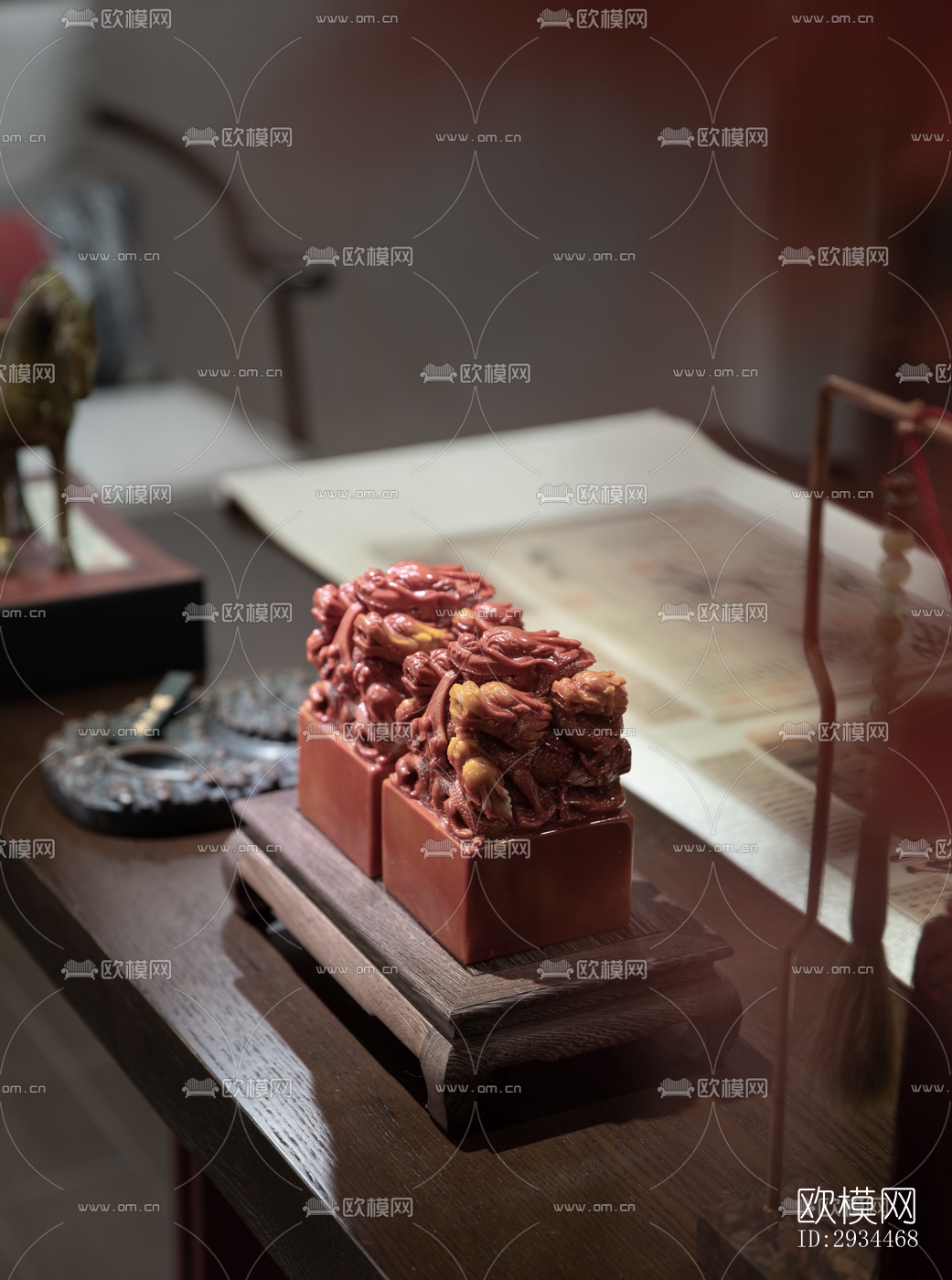 新中式平层效果图下载（渲染图12）