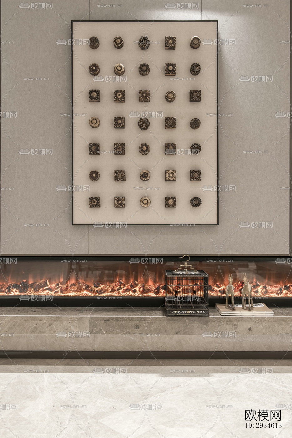 新中式平层效果图下载（渲染图19）