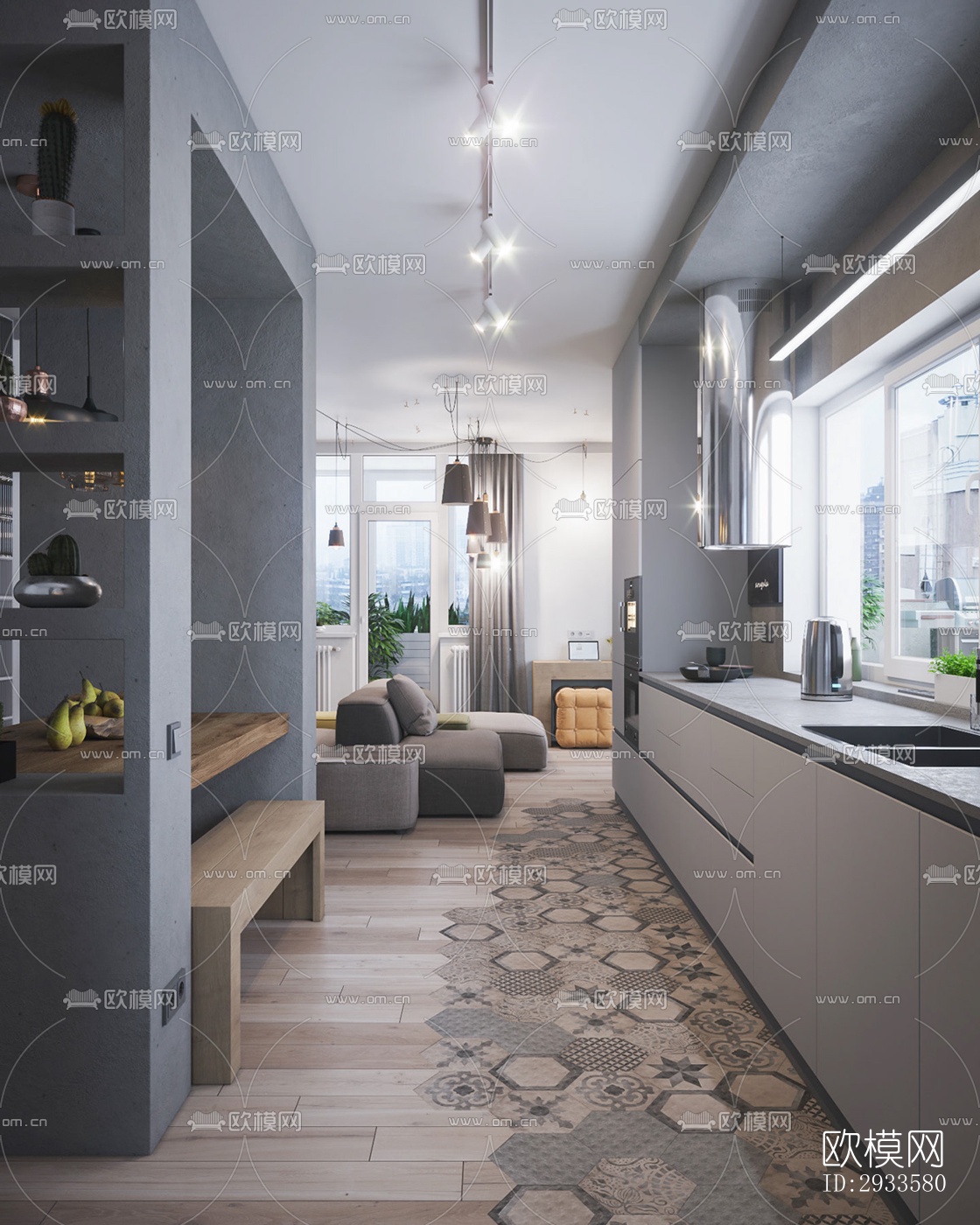 北欧公寓效果图下载（渲染图3）