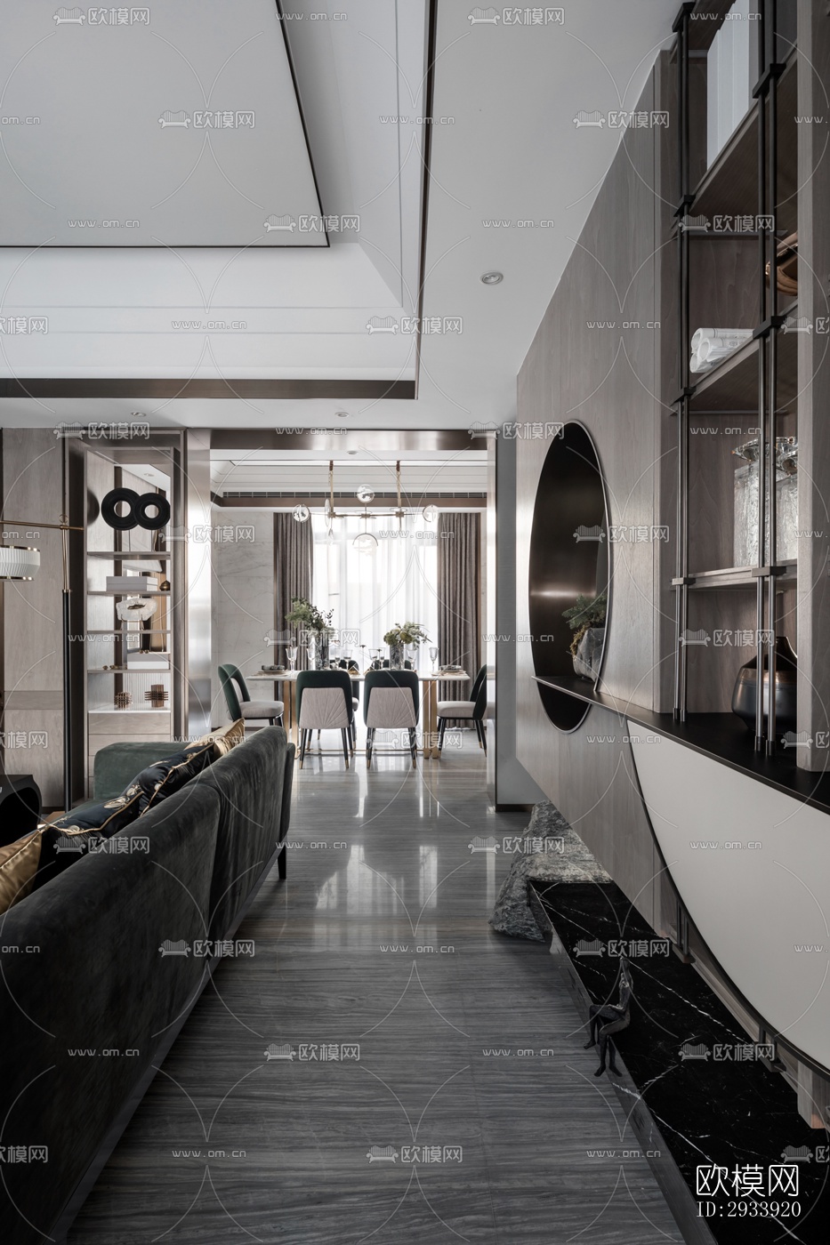 新中式别墅效果图下载（渲染图9）