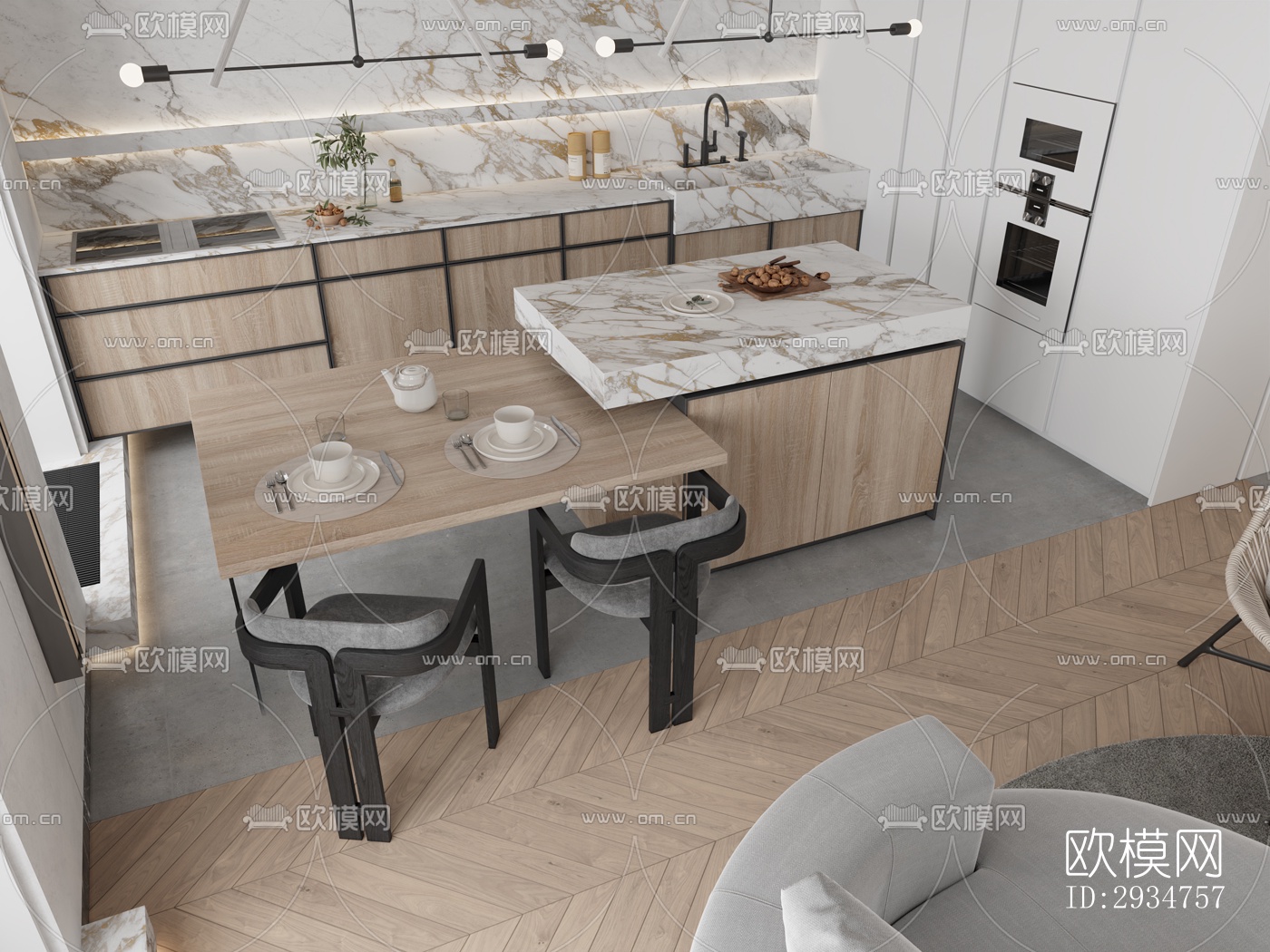 现代平层效果图下载（渲染图11）