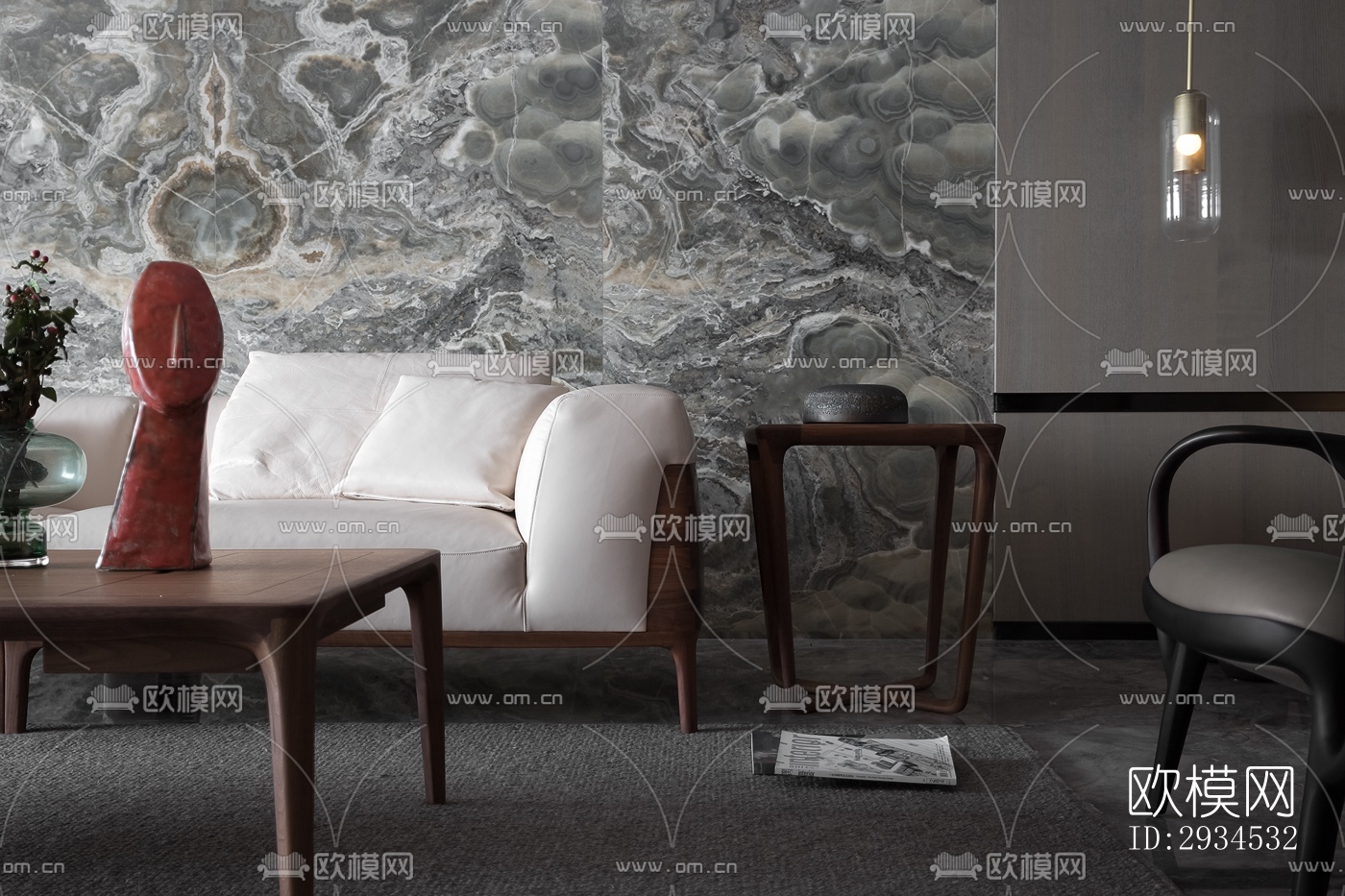 新中式平层效果图下载（渲染图1）