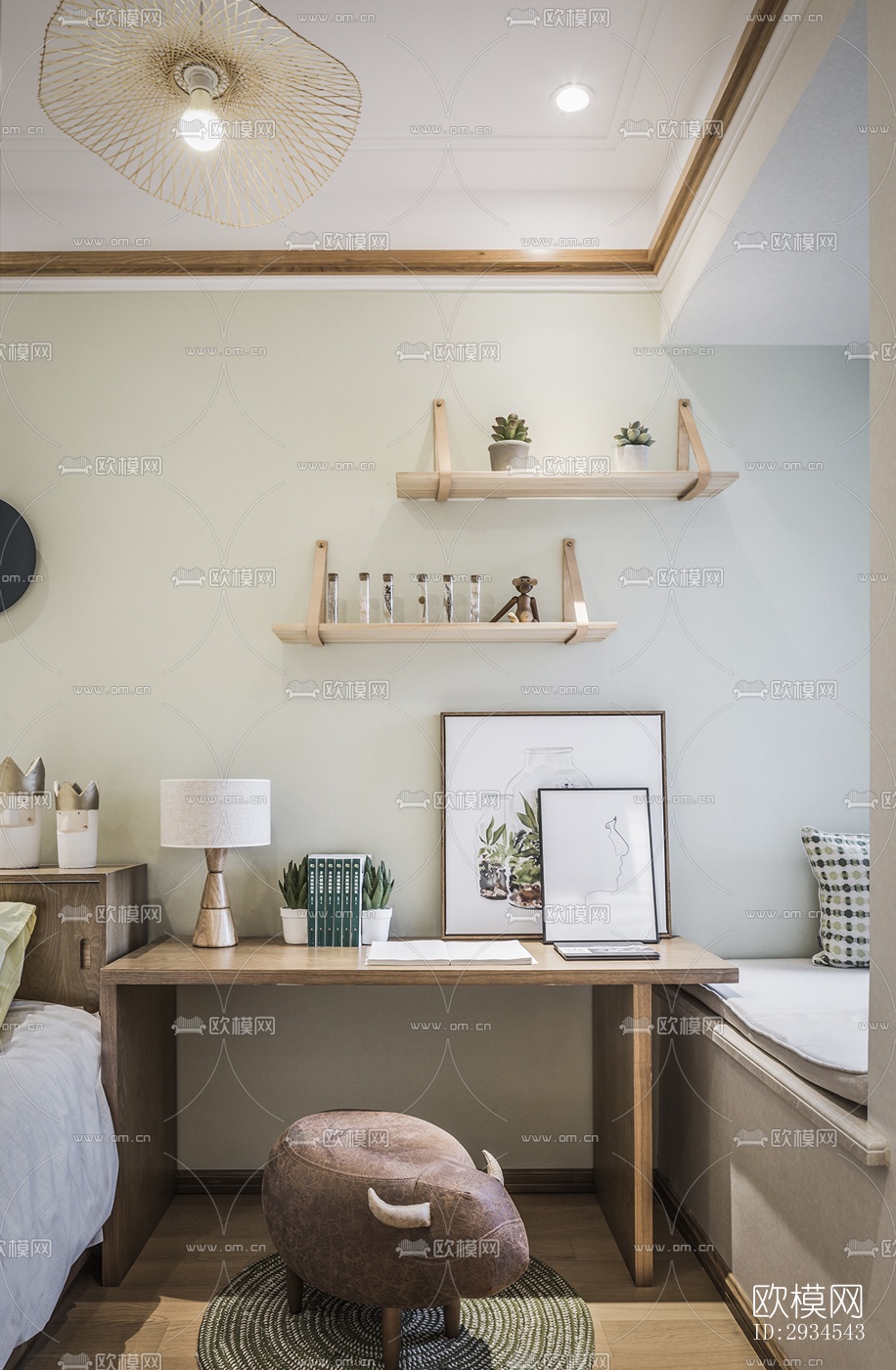 新中式平层效果图下载（渲染图13）