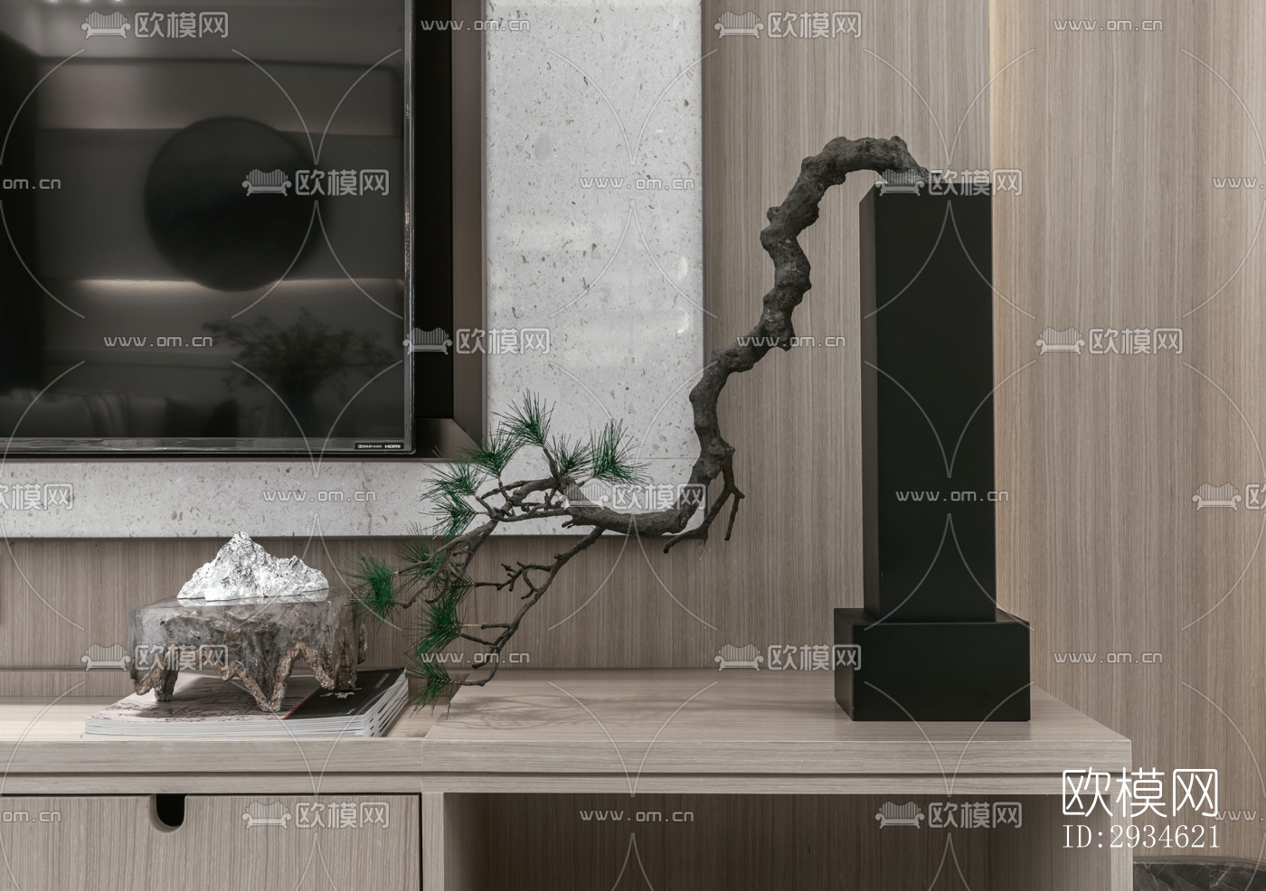 新中式平层效果图下载（渲染图16）