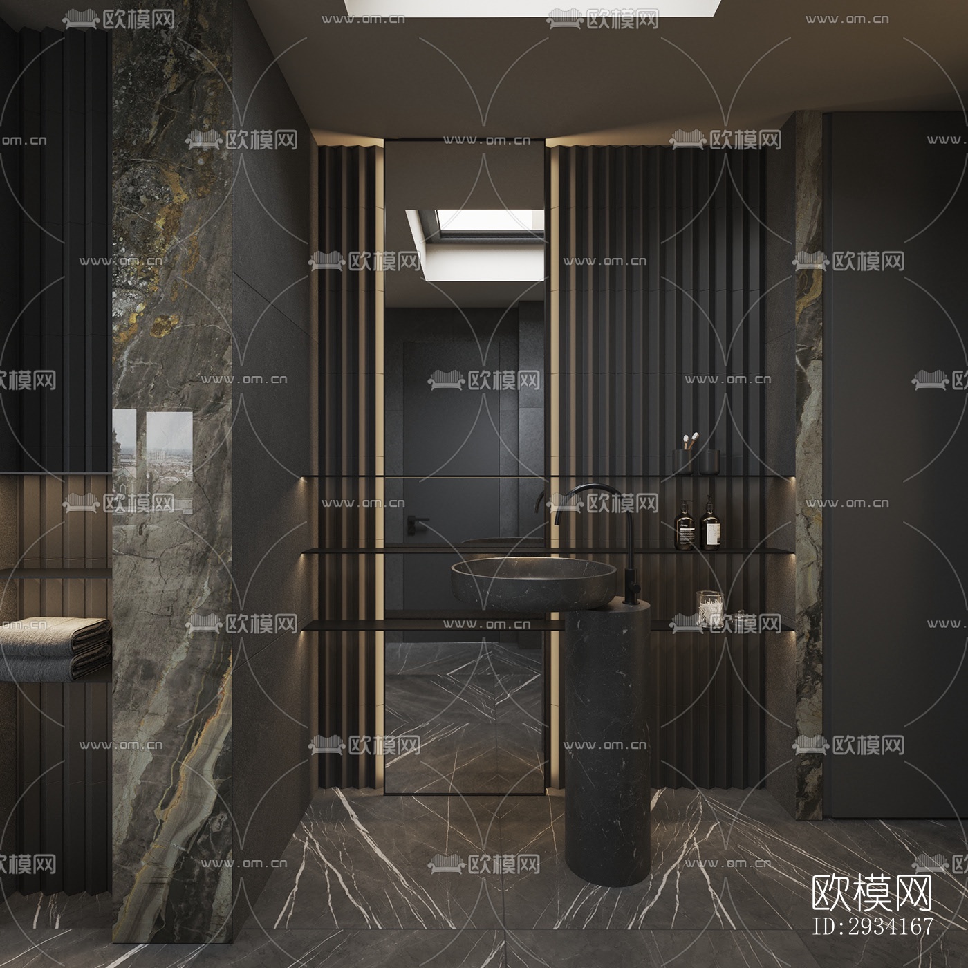 高级灰别墅效果图下载（渲染图2）