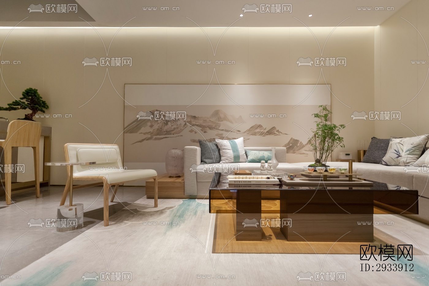 新中式别墅效果图下载（渲染图10）